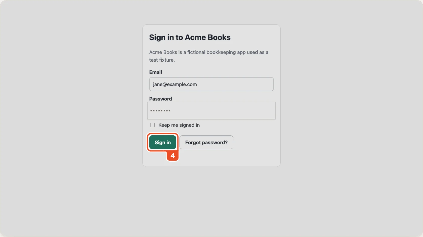 One step of an exported guide: the Sign in button outlined and numbered.